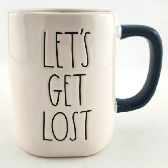 ⭐️2/ $50⭐️ Rae Dunn LET'S GET  LOST Artisan White Coffee Tea Mug Large Letters - Picture 1 of 11